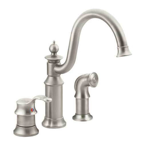 Moen S711SRS Waterhill Single Handle Kitchen Faucet with Matching Side Spray - Spot Resist Stainless