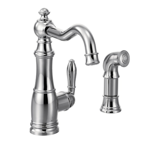 Moen S72101 Weymouth Single Handle High Arc Kitchen Faucet with Side Spray - Chrome