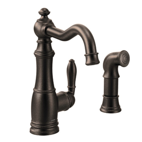 Moen S72101ORB Weymouth Single Handle High Arc Kitchen Faucet with Side Spray - Oil Rubbed Bronze