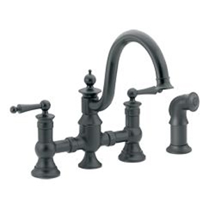 Moen ShowHouse S713WR Waterhill Two Handle Kitchen Bridge Faucet with Matching Side Spray Wrought Iron