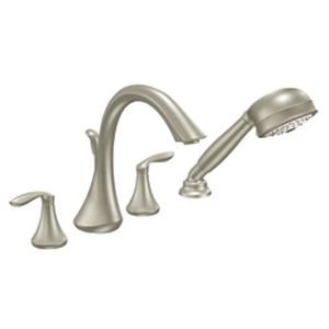 Moen T944BN Eva Two-Handle Roman Tub Faucet Trim with Hand Shower Brushed Nickel