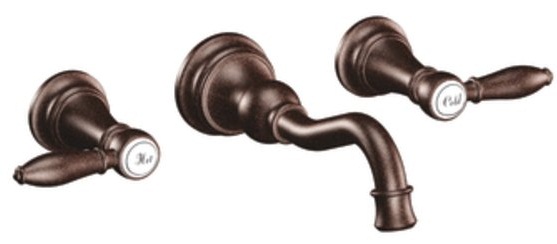 Moen TS42106ORB Weymouth Two Lever Handle High Arc Wall Mount Lavatory Faucet Trim - Oil Rubbed Bronze