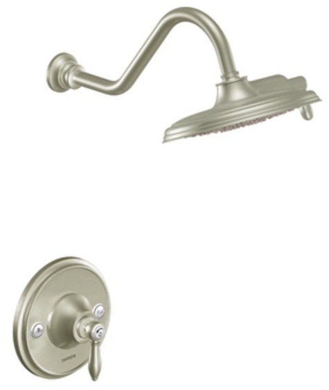 Moen TS32102BN Weymouth Single Handle Shower Only Trim with Rainshower Showerhead - Brushed Nickel