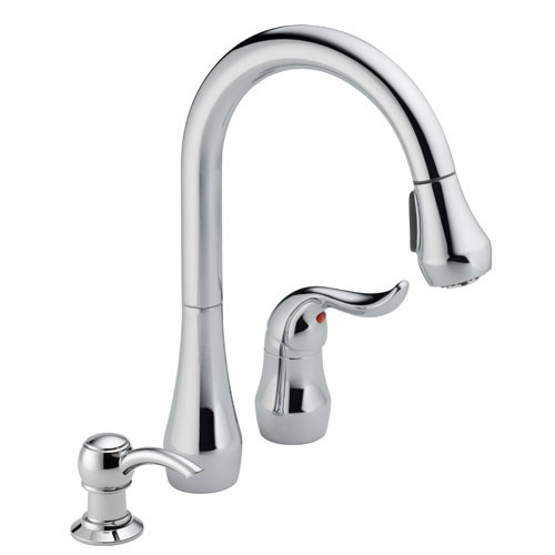 Peerless P188102LF-SD Single Handle Pull Down Kitchen Faucet with Soap Dispenser - Chrome