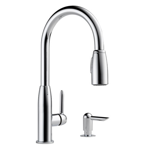 Peerless P188103LF-SD Contemporary Pull Down Kitchen Faucet with Soap Dispenser - Chrome