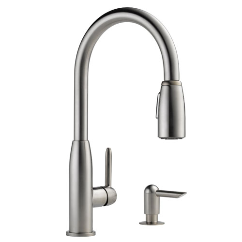 Peerless P188103LF-SSSD Contemporary Pull Down Kitchen Faucet with Soap Dispenser - Stainless Steel