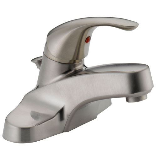 Peerless P188620LF-BN Single Lever Handle Centerset Lavatory Faucet with Plastic Pop Up Drain - Brushed Nickel