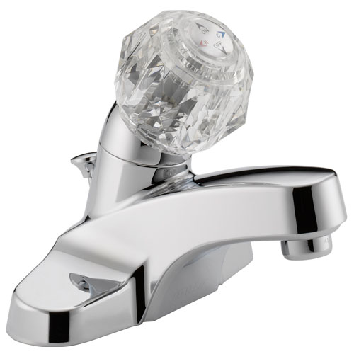 Peerless P188621LF Single Acrylic Handle Centerset Lavatory Faucet with Plastic PopUp Drain - Chrome