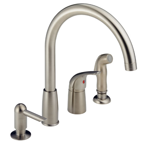 Peerless P188900LF-SSSD Waterfall Kitchen Faucet with Side Spray & Soap Dispenser - Stainless Steel