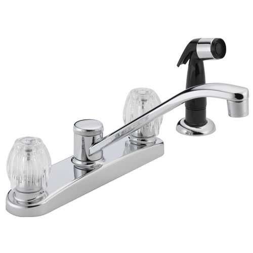 Peerless P225LF Two Acrylic Handle Kitchen Faucet with Side Spray - Chrome