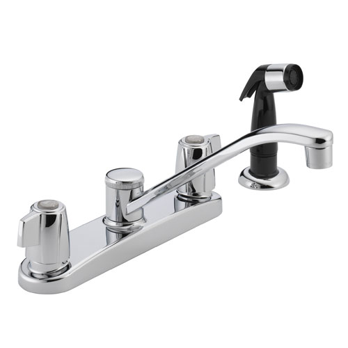 Peerless P226LF Two Tea Cup Handle Kitchen Faucet with Side Spray - Chrome