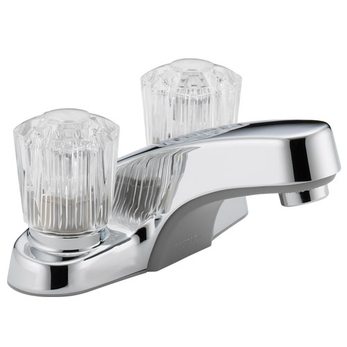 Peerless P240LF Two Acrylic Handle Centerset Lavatory Faucet without Pop Up Drain - Chrome