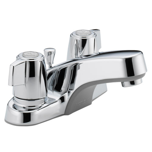 Peerless P246LF-M Two Tea Cup Handle Centerset Lavatory Faucet with Metal Pop Up Drain - Chrome