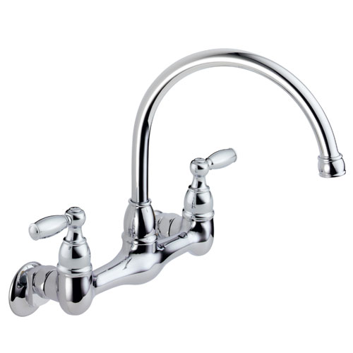 Peerless P299305LF Two Traditional Lever Handle Wall Mount Kitchen Faucet - Chrome
