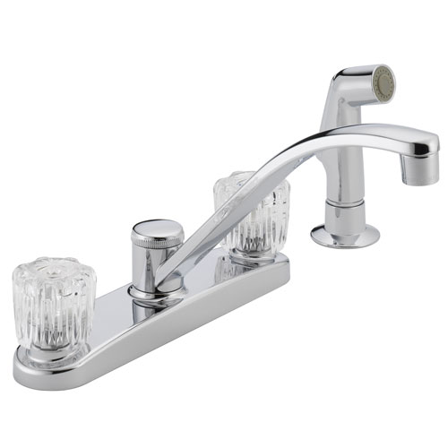 Peerless P299501LF Two Acrylic Handle Kitchen Faucet with Side Spray - Chrome