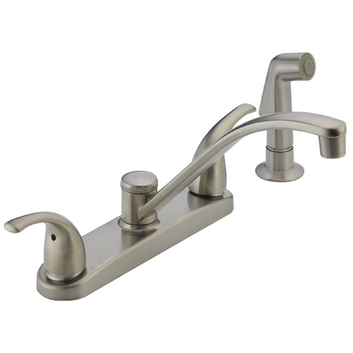Peerless P299508LF-SS Two Metal Lever Handle Kitchen Faucet with Side Spray - Stainless Steel