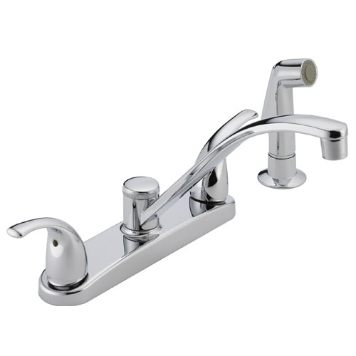 Peerless P299508LF Two Metal Lever Handle Kitchen Faucet with Side Spray - Chrome