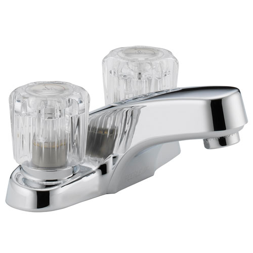 Peerless P299601LF Two Acrylic Handle Centerset Lavatory Faucet without Pop Up Drain - Chrome