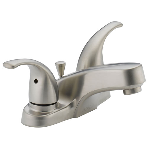 Peerless P299628LF-BN-M Two Lever Handle Centerset Lavatory Faucet with Metal Pop Up Drain - Brushed Nickel