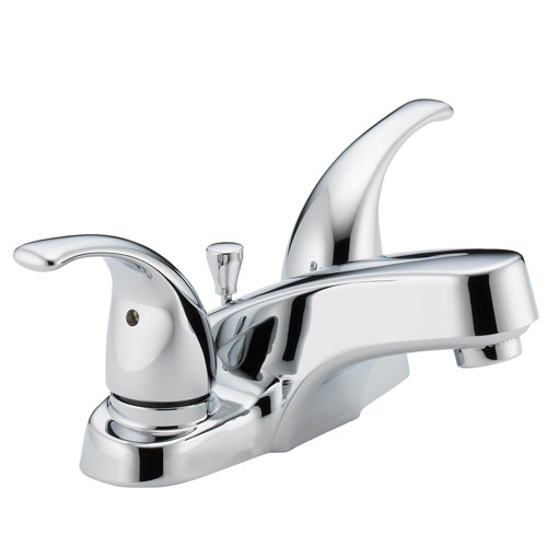 Peerless P299628LF Two Lever Handle Centerset Lavatory Faucet with Plastic Pop Up Drain - Chrome