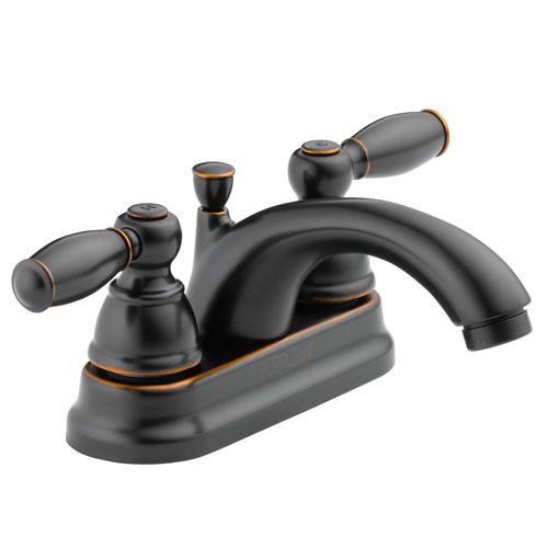 Peerless P299675LF-OB Two Traditional Tea Pot Handle Centerset Lavatory Faucet with Pop Up Drain - Rubbed Bronze
