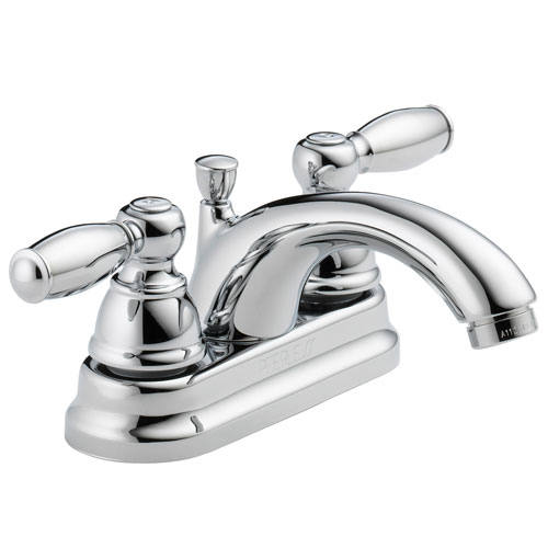 Peerless P299675LF Two Traditional Tea Pot Handle Centerset Lavatory Faucet with Pop Up Drain - Chrome