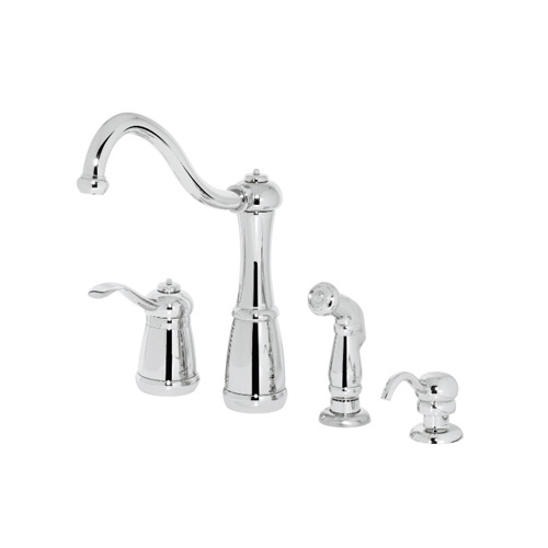 Pfister LG26-4NCC Marielle Single Control Kitchen Faucet with Sidespray & Soap Dispenser - Chrome