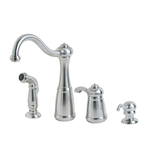 Pfister LG26-4NSS Marielle Single Control Kitchen Faucet with Sidespray & Soap Dispenser - Stainless Steel