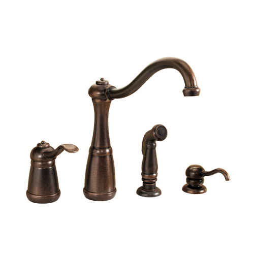 Pfister LG26-4NUU Marielle Single Control Kitchen Faucet with Sidespray & Soap Dispenser - Rustic Bronze