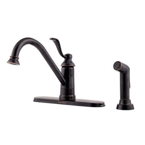 Pfister LG34-4PY0 Portland Single Handle Kitchen Faucet with Sidespray - Tuscan Bronze