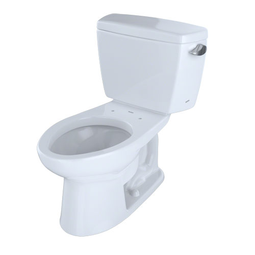 Toto CST744EFR.10#01 Eco Drake Two-Piece Elongated 1.28 GPF Universal Height Toilet for 10 Inch  Rough-In with Right-Hand Trip Lever - Cotton White