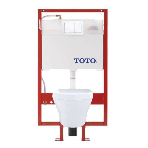 Toto CWT437117MFG-3#01 MH Wall-Hung D-Shape Toilet and DuoFit in-wall 0.9 GPF and 1.28 GPF Dual-Flush Tank System with PEX Supply - Cotton White