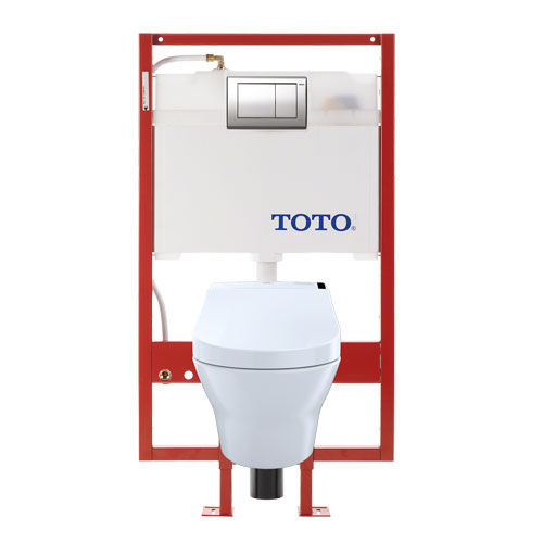 Toto CWT4372047MFG-3#01 MH Connect+ Wall-Hung D-Shape Toilet and C200 WASHLET Bidet Seat, Dual-Flush 1.28 GPF and 0.9 GPF with PEX Supply - Cotton White