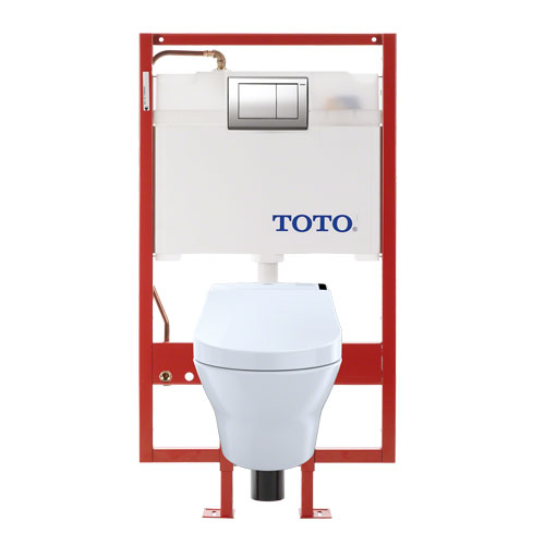 Toto CWT4372047MFG-4#01 MH Connect+ Wall-Hung D-Shape Toilet and C200 WASHLET Bidet Seat, Dual-Flush 1.28 GPF and 0.9 GPF with Copper Supply - Cotton White