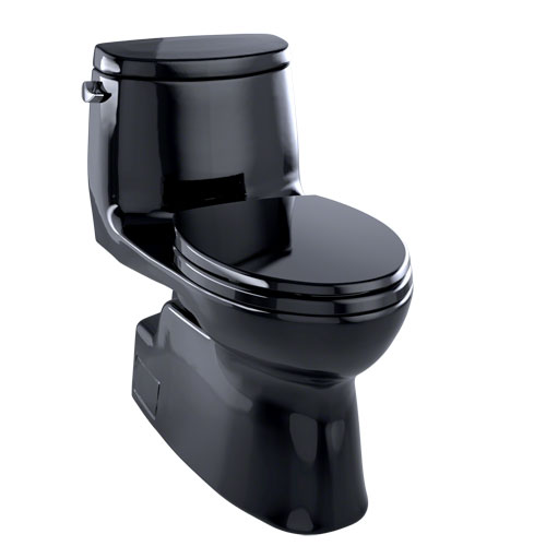 Toto MS614114CEF#51 Carlyle II One-Piece Elongated 1.28 GPF Universal Height Skirted Toilet - Ebony Black
