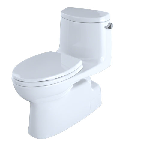 Toto MS614114CEFRG#01 Carlyle II One-Piece Elongated 1.28 GPF Universal Height Skirted Toilet with Right-Hand Lever and CeFiONtect - Cotton White
