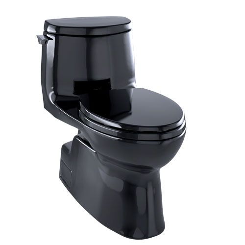 Toto MS614114CUF#51 Carlyle II One-Piece Elongated 1.0 GPF Universal Height Skirted Toilet - Ebony Black