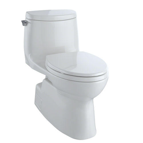 Toto MS614114CUFG#11 Carlyle II 1G One-Piece Elongated 1.0 GPF Universal Height Skirted Toilet with CeFiONtect - Colonial White