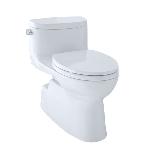 Toto MS644114CEFG#01 Carolina II One-Piece Elongated 1.28 GPF Universal Height Skirted Toilet with CeFiONtect - Cotton White