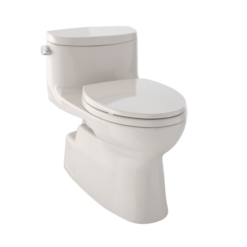 Toto MS644114CEFG#03 Carolina II One-Piece Elongated 1.28 GPF Universal Height Skirted Toilet with CeFiONtect - Bone