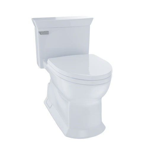 Toto MS964214CEFG#01 Eco Soiree One Piece Elongated 1.28 GPF Universal Height Skirted Toilet with CeFiONtect - Cotton White