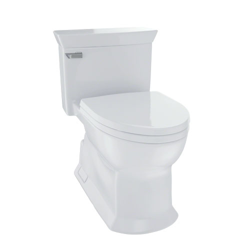 Toto MS964214CEFG#11 Eco Soiree One Piece Elongated 1.28 GPF Universal Height Skirted Toilet with CeFiONtect - Colonial White