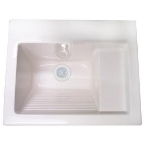 Hyrdo Systems DEL2126AT0 Delicate Touch 26 x 22 Acrylic Self-Rimming or Undermount Laundry Sink - White