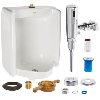 Zurn Z5798.205.00 1-Pint Per Flush High Efficiency Urinal System Top Spud Stall Urinal with Exposed Battery Flush Valve