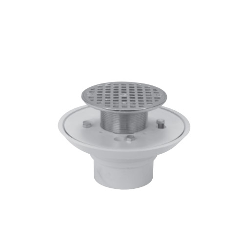 Zurn FD2254-PV2-CP 2 in PVC Shower Drain with 4 1/4 in Round - Chrome