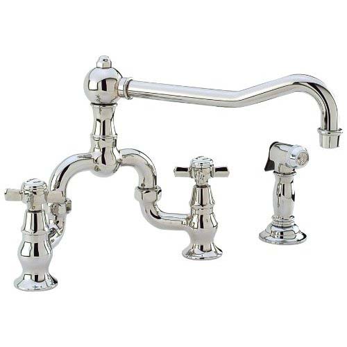 Newport Brass 9451-1-26 Fairfield Two Handle Kitchen Bridge Faucet with Side Spray - Polished Chrome