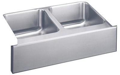 Elkay ELUHF332010 Gourmet Undermount Double Bowl Kitchen Sink with Apron - Stainless Steel