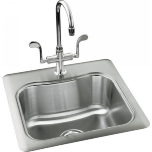 Kohler K-3363-1-NA Staccato Self-Rimming Entertainment Sink With Single-Hole Faucet Punching - Stainless Steel