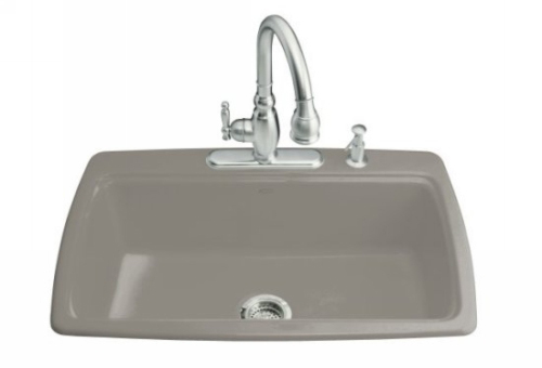 Kohler K-5863-4-K4 Cape Dory Self-Rimming Kitchen Sink With 4-Hole Faucet Drilling - Cashmere (Faucet and Accessories Not Included)