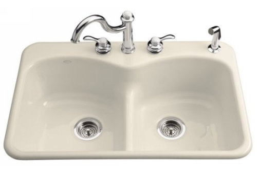 Kohler K-6626-2-47 Langlade Smart Divide Kitchen Sink - Almond (Faucet and Accessories Not Included)
